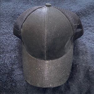 Sparkle hat, with pony tail able to pull through.